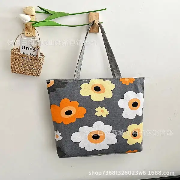 Korean New Fashion Canvas Tote Bag Canvas Shoulder Bags Simple With Zipper
